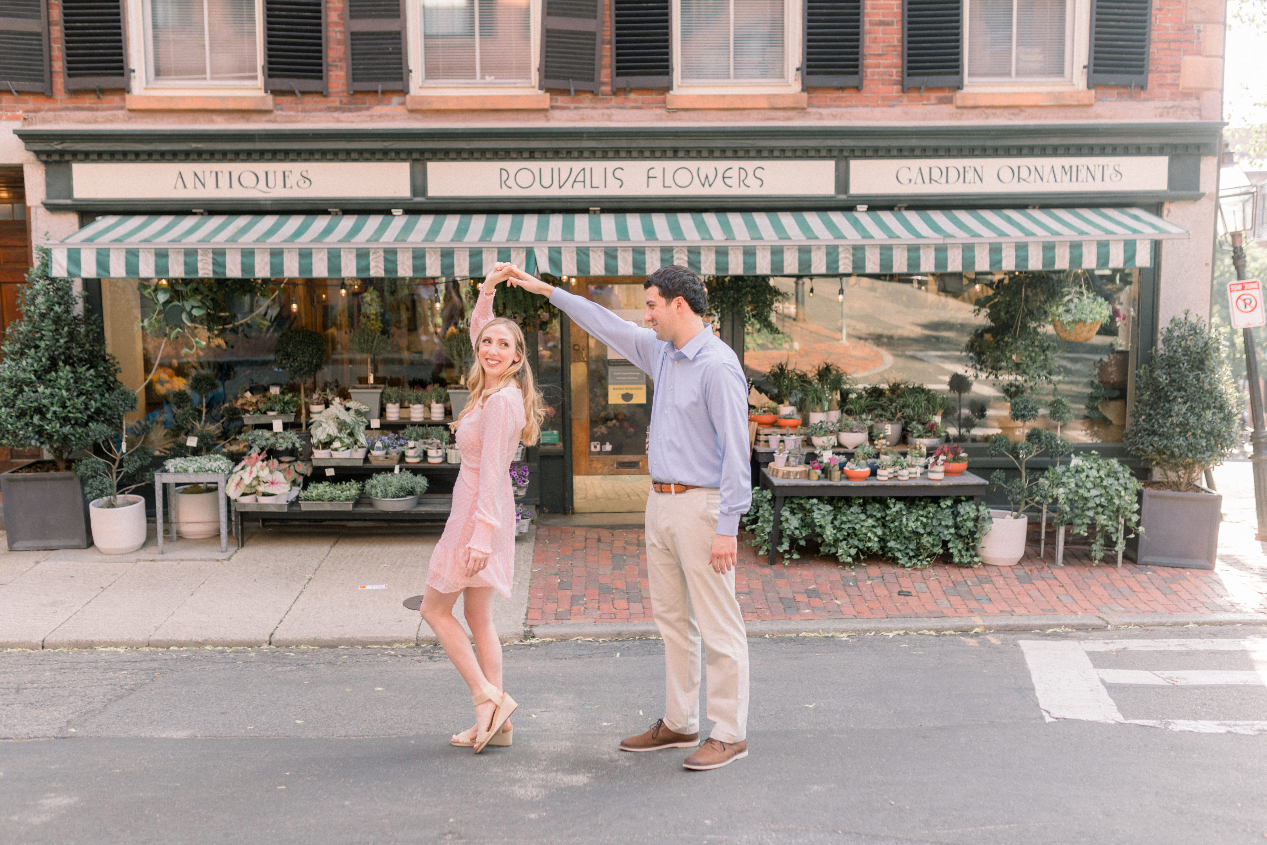 Engagement Session at Rouvalis Flowers in Boston